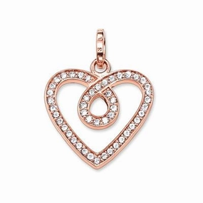 Thomas Sabo 18ct Rose Gold Plated Silver Pave Infinity Heart Pendant PE671-416-14
