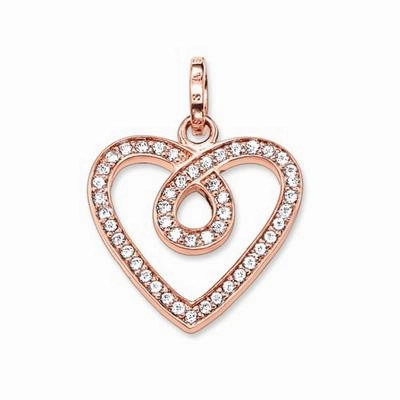 Thomas Sabo 18ct Rose Gold Plated Silver Pave Infinity Heart Pendant PE671-416-14