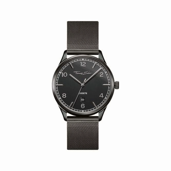Thomas Sabo CODE Total Black Milanese Metal Watch WA0342-202-203