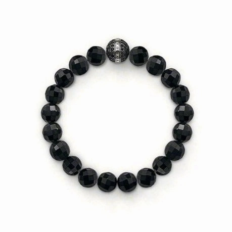 Thomas Sabo Faceted Obsidian Pave Clasp Bead Bracelet A1079-159-11