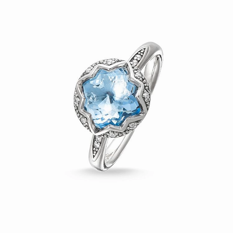 Thomas Sabo Light Blue Synthetic Spinel Purity of the Lotus Ring TR2028-644-1