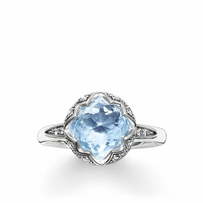 Thomas Sabo Light Blue Synthetic Spinel Purity of the Lotus Ring TR2028-644-1