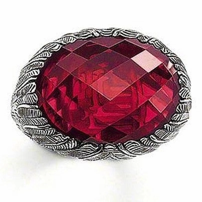 Thomas Sabo Rebel Oval Red Zirconia Feather Ring TR1864-012-10
