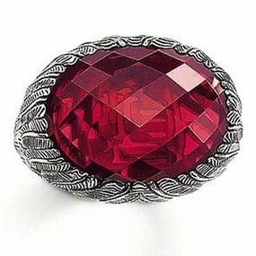 Thomas Sabo Rebel Oval Red Zirconia Feather Ring TR1864-012-10