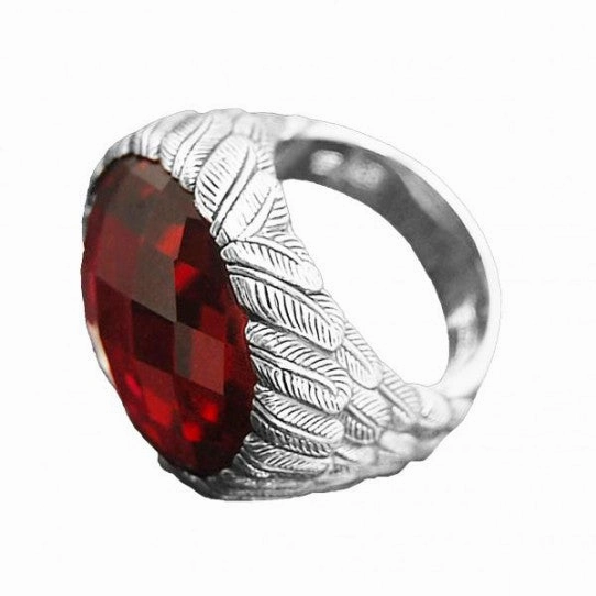 Thomas Sabo Rebel Oval Red Zirconia Feather Ring TR1864-012-10