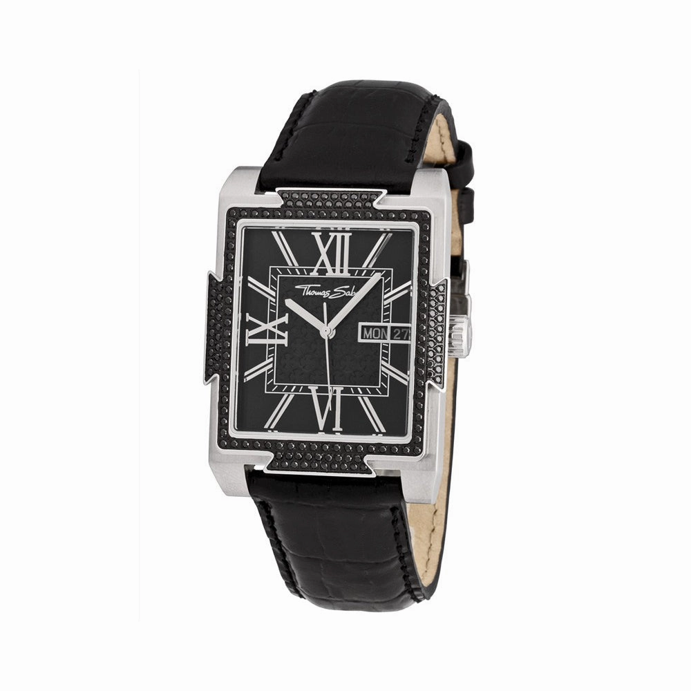 Thomas Sabo Rebel Rectangle Day Date Leather WA0038-203-203-34