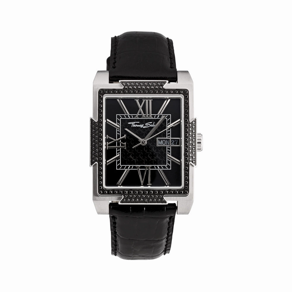 Thomas Sabo Rebel Rectangle Day Date Leather WA0038-203-203-34