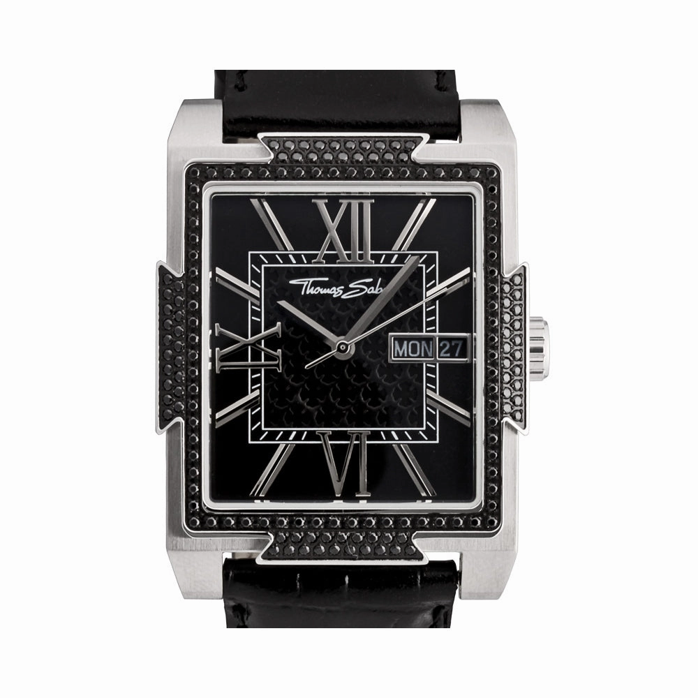 Thomas Sabo Rebel Rectangle Day Date Leather WA0038-203-203-34
