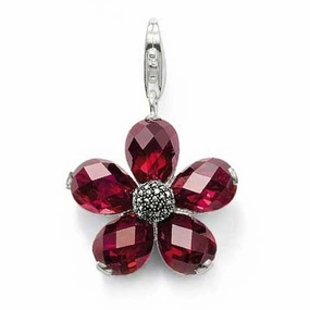 Thomas Sabo Red CZ Marcasite Flower Pendant