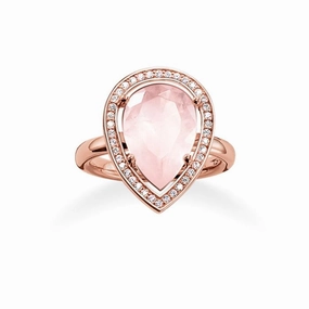 Thomas Sabo Rose Gold Pear Shape Rose Quartz Maharani Ring TR2043-537-9