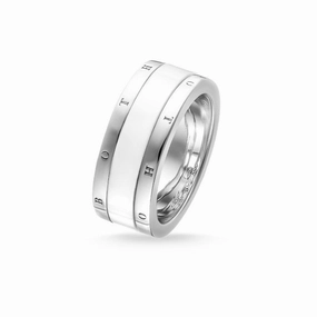Thomas Sabo Silver & White Ceramic Ring TR1994-454-14