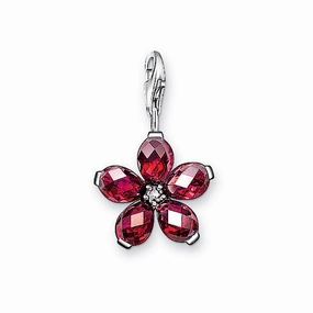 Thomas Sabo Silver Garnet Red Flower Charm 0710-025-10