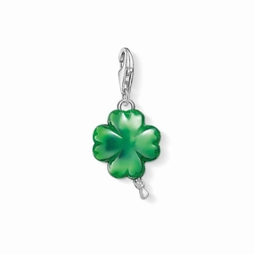 Thomas Sabo Silver Green Enamel Lucky Clover Leaf Balloon Charm 1289-007-6