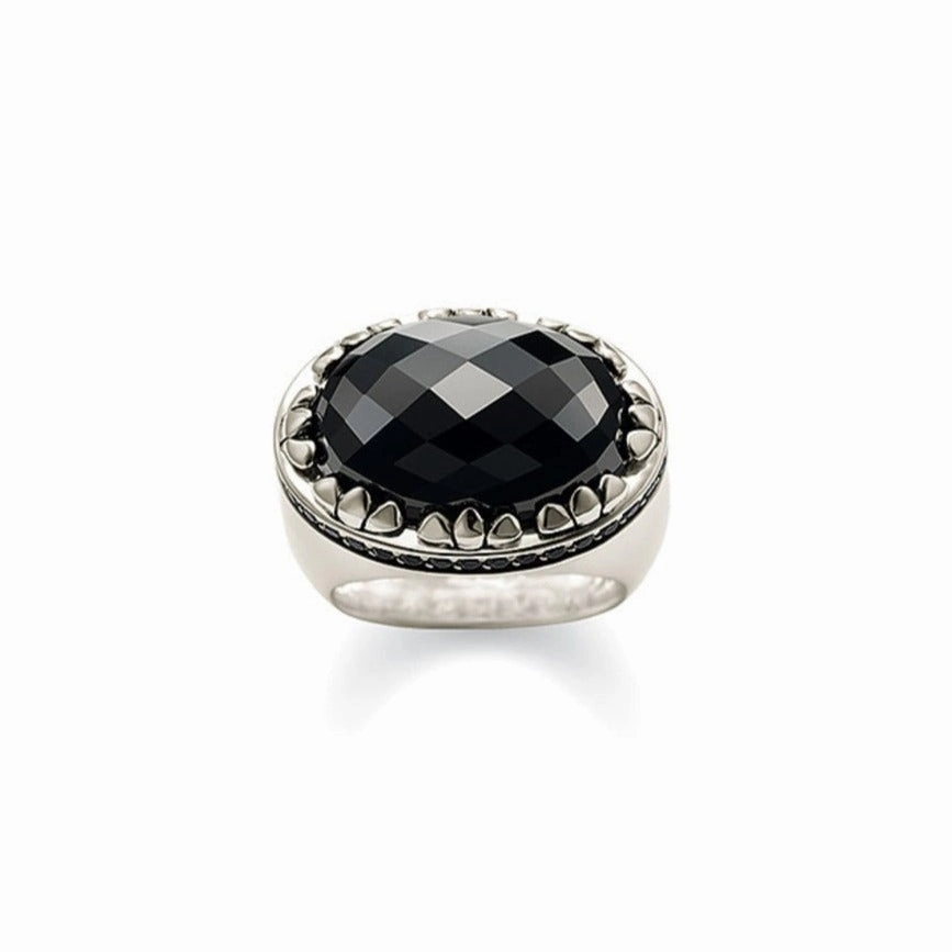 Thomas Sabo Silver Rebel Large Oval Onyx Ring TR1825-051-11