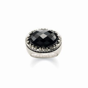 Thomas Sabo Silver Rebel Large Oval Onyx Ring TR1825-051-11