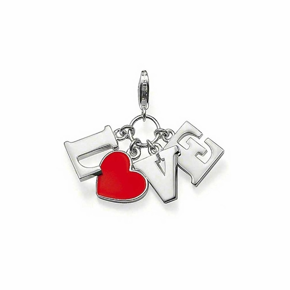 Thomas Sabo Silver Red Heart L.O.V.E Pendant Charm T0247-007-10