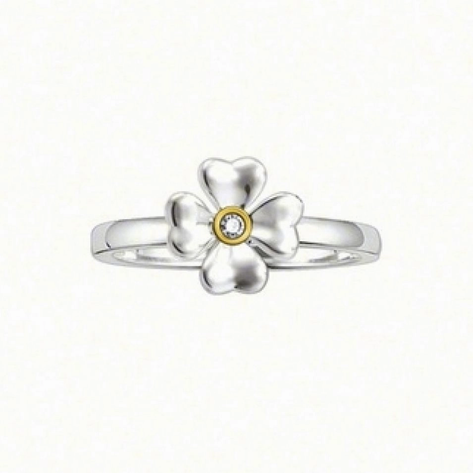 Thomas Sabo Silver Sweet Diamond Four Leaf Clover Ring TR0001-179-14