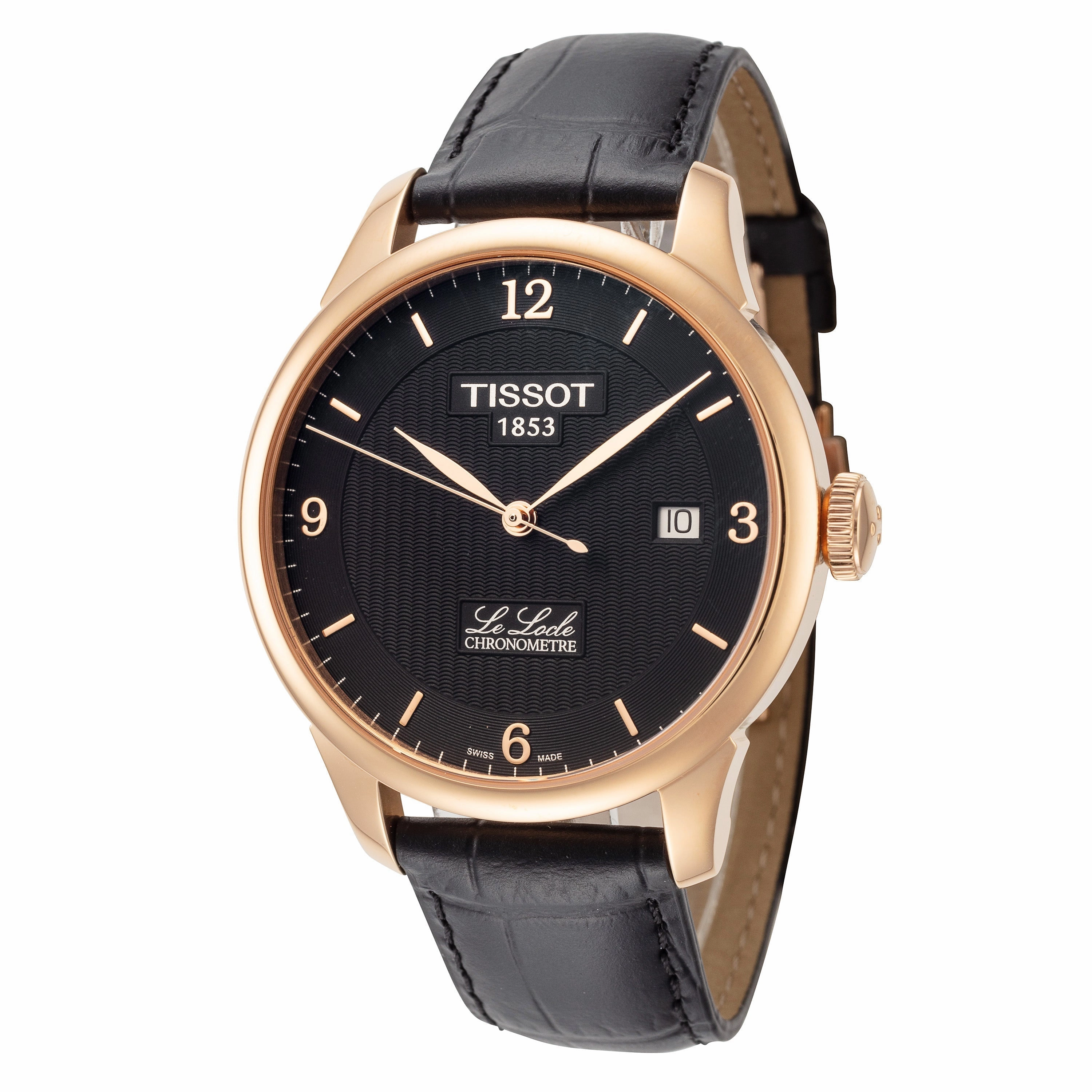 Tissot Watches Tissot Men's Le Locle 39.3mm Black Dial Leather Watch