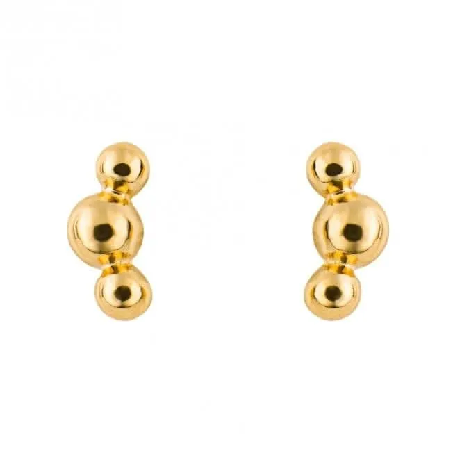 Tri Ball Gold Plated Studs Earrings E6276 Beginnings Jewellery