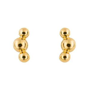 Tri Ball Gold Plated Studs Earrings E6276 Beginnings Jewellery