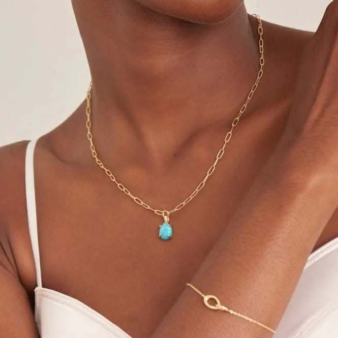 Turquoise Chunky Chain Drop Pendant Necklace N044-04G Ania Haie Jewellery