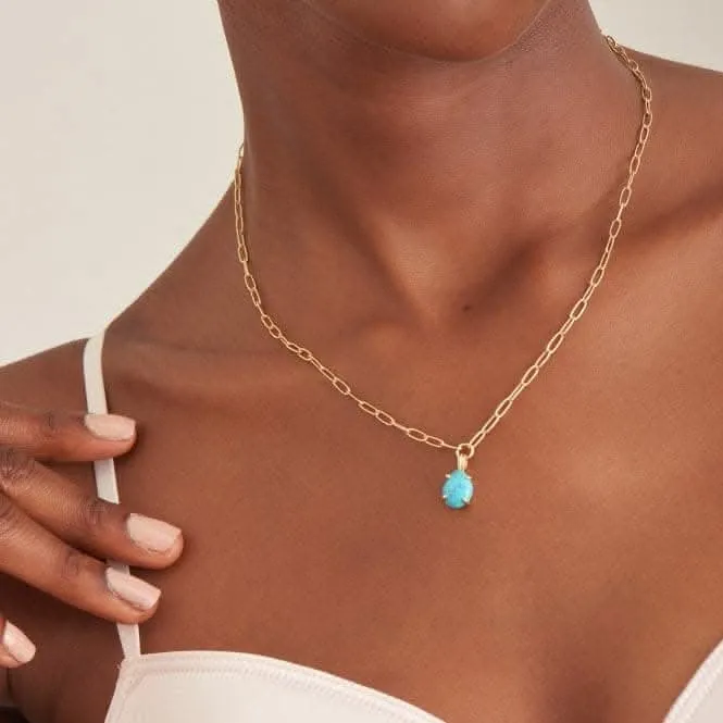 Turquoise Chunky Chain Drop Pendant Necklace N044-04G Ania Haie Jewellery
