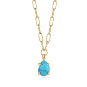 Turquoise Chunky Chain Drop Pendant Necklace N044-04G Ania Haie Jewellery