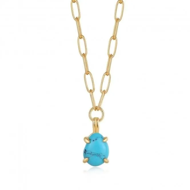 Turquoise Chunky Chain Drop Pendant Necklace N044-04G Ania Haie Jewellery