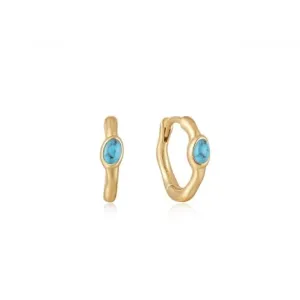 Turquoise Wave Huggie Hoop Earrings E044-02G Ania Haie Jewellery