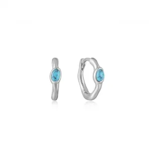 Turquoise Wave Huggie Hoop Earrings E044-02H Ania Haie Jewellery