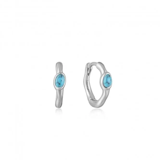 Turquoise Wave Huggie Hoop Earrings E044-02H Ania Haie Jewellery