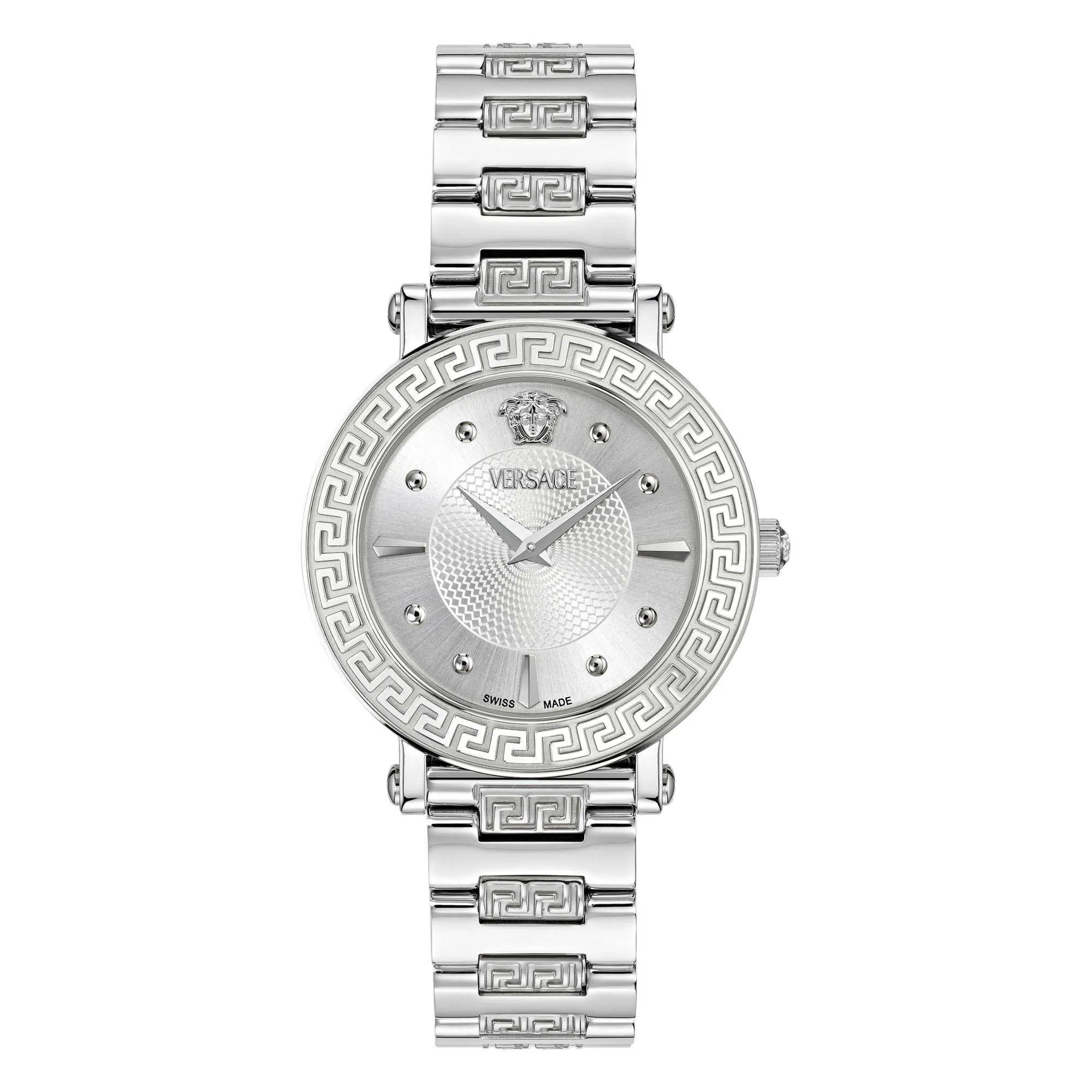 Versace Ladies Greca Sphere Silver White Sunray Watch VE9C00324