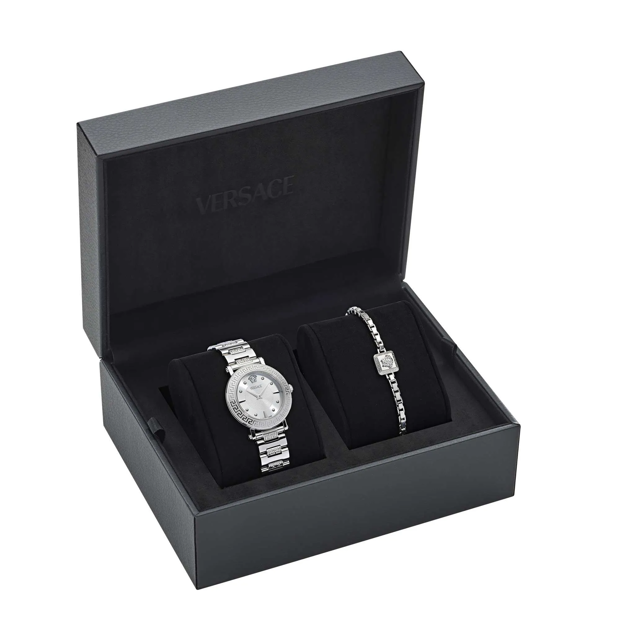 Versace Ladies Greca Sphere Silver White Sunray Watch VE9C00324