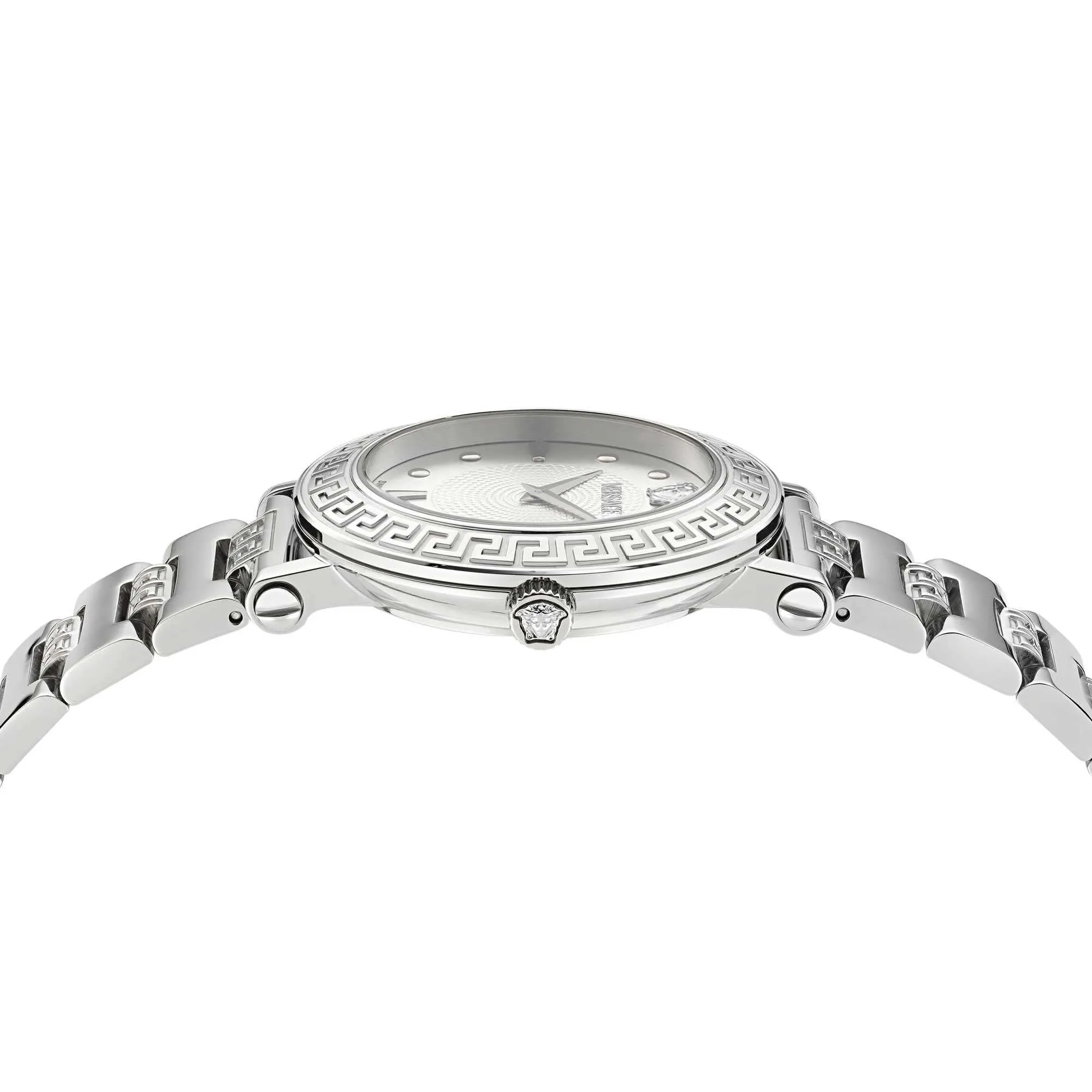 Versace Ladies Greca Sphere Silver White Sunray Watch VE9C00324