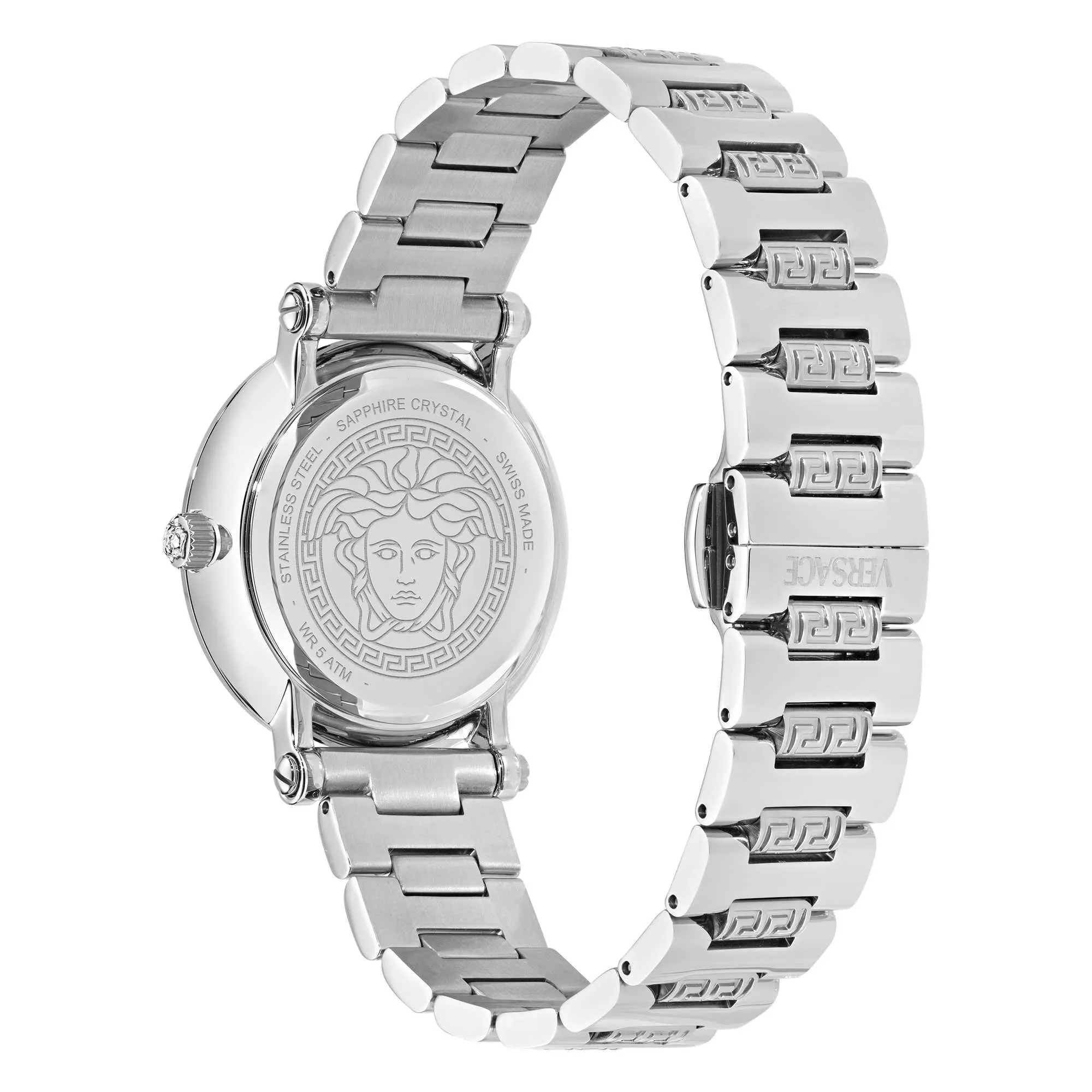 Versace Ladies Greca Sphere Silver White Sunray Watch VE9C00324