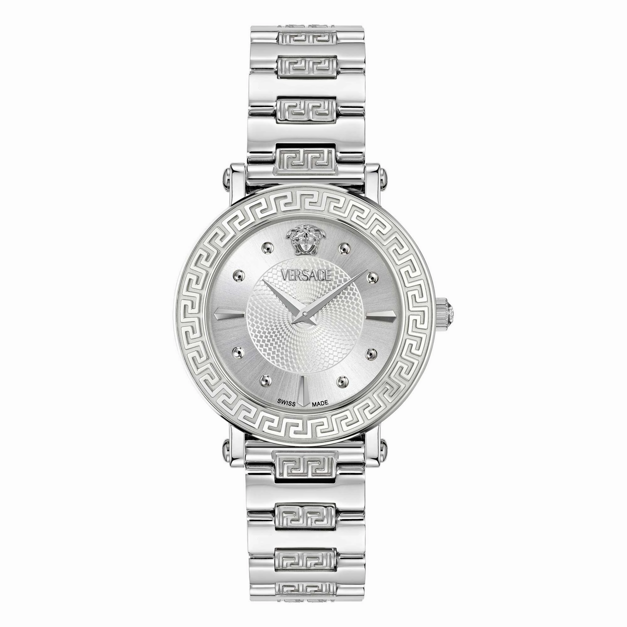 Versace Ladies Greca Sphere Silver White Sunray Watch VE9C00324