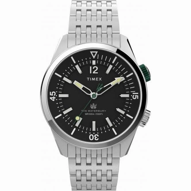 Waterbury Diver Stainless Steel Black Dial Watch TW2V49700