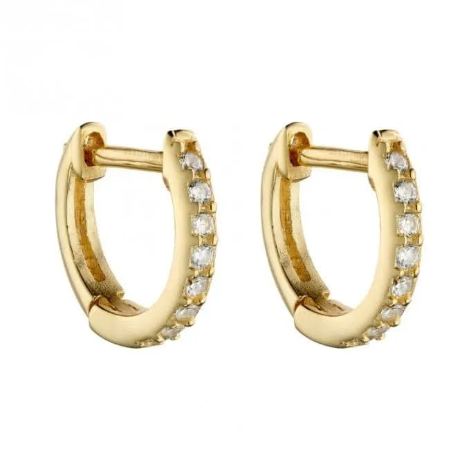 Yellow Gold Plated Hoop Earrings with Zirconia E6049C Beginnings Jewellery