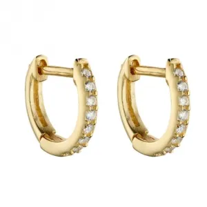 Yellow Gold Plated Hoop Earrings with Zirconia E6049C Beginnings Jewellery