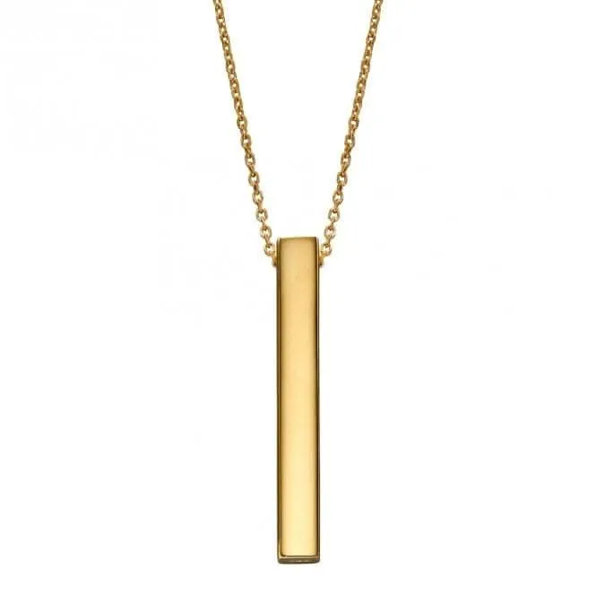 Yellow Gold Plated Vertical Engravable Bar Necklace N4425 Beginnings Jewellery