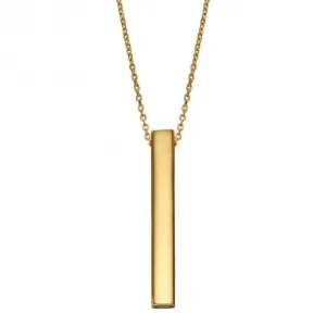 Yellow Gold Plated Vertical Engravable Bar Necklace N4425 Beginnings Jewellery