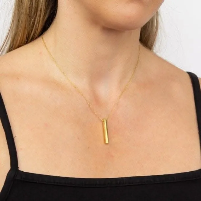 Yellow Gold Plated Vertical Engravable Bar Necklace N4425 Beginnings Jewellery