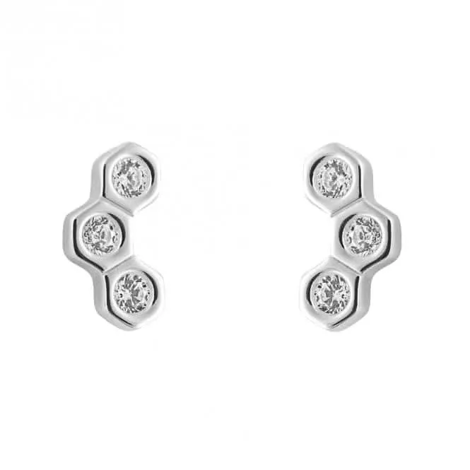 Zirconia Honeycomb Stud Earrings E6277C Beginnings Jewellery