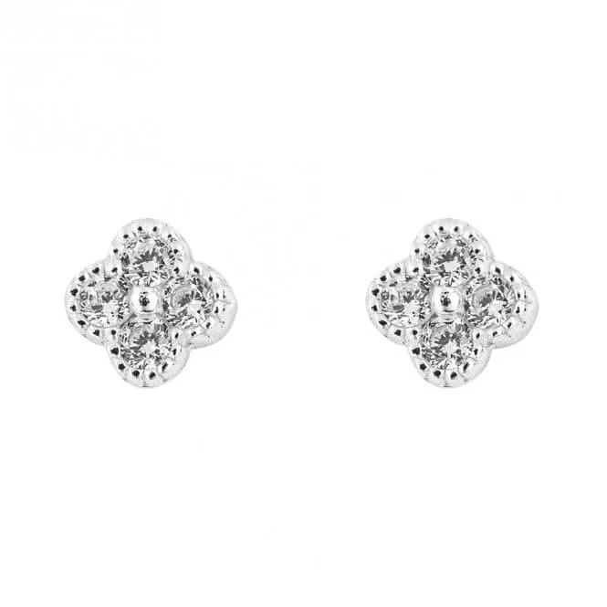 Zirconia Pave Flower Stud Earrings E6279C Beginnings Jewellery